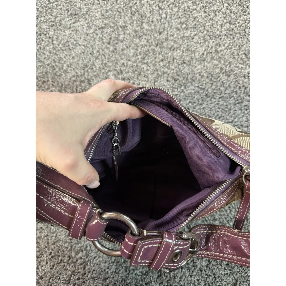 Vintage Y2K Coach SoHo Signature Patchwork Small Hobo Bag Brown & Burgundy